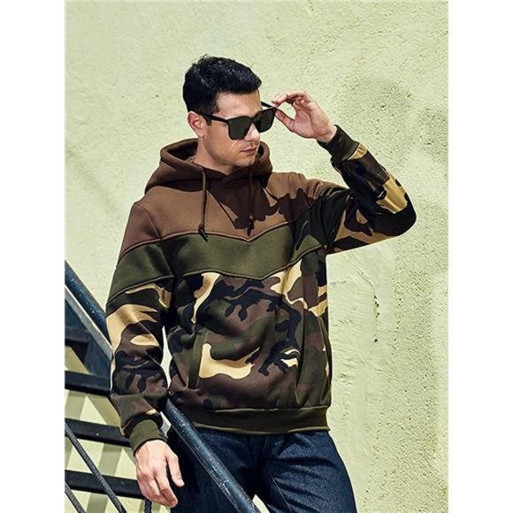 Men's Novelty Color Block Hoodies Cozy Sport Outwear - Picture 4 of 6